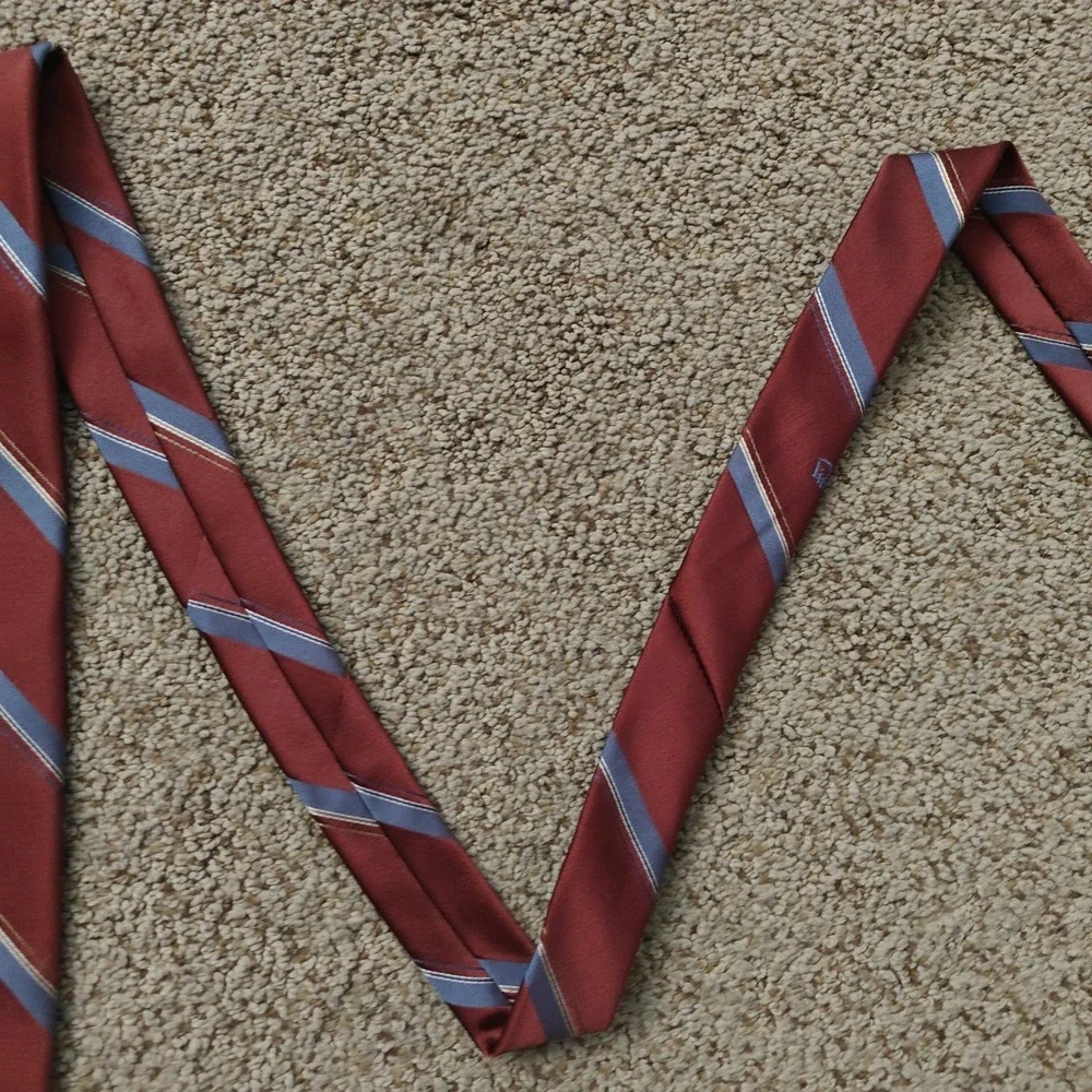 Vintage CHRISTIAN DIOR Men Tie OS Red Striped Classic Professional